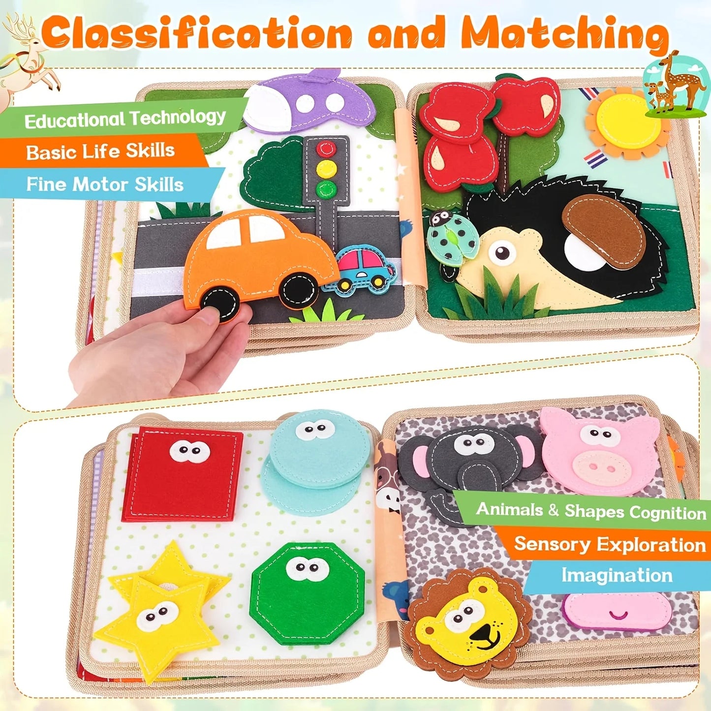 Felt Learning Board For Toddlers Alphabet Numbers Shapes Weather Travel