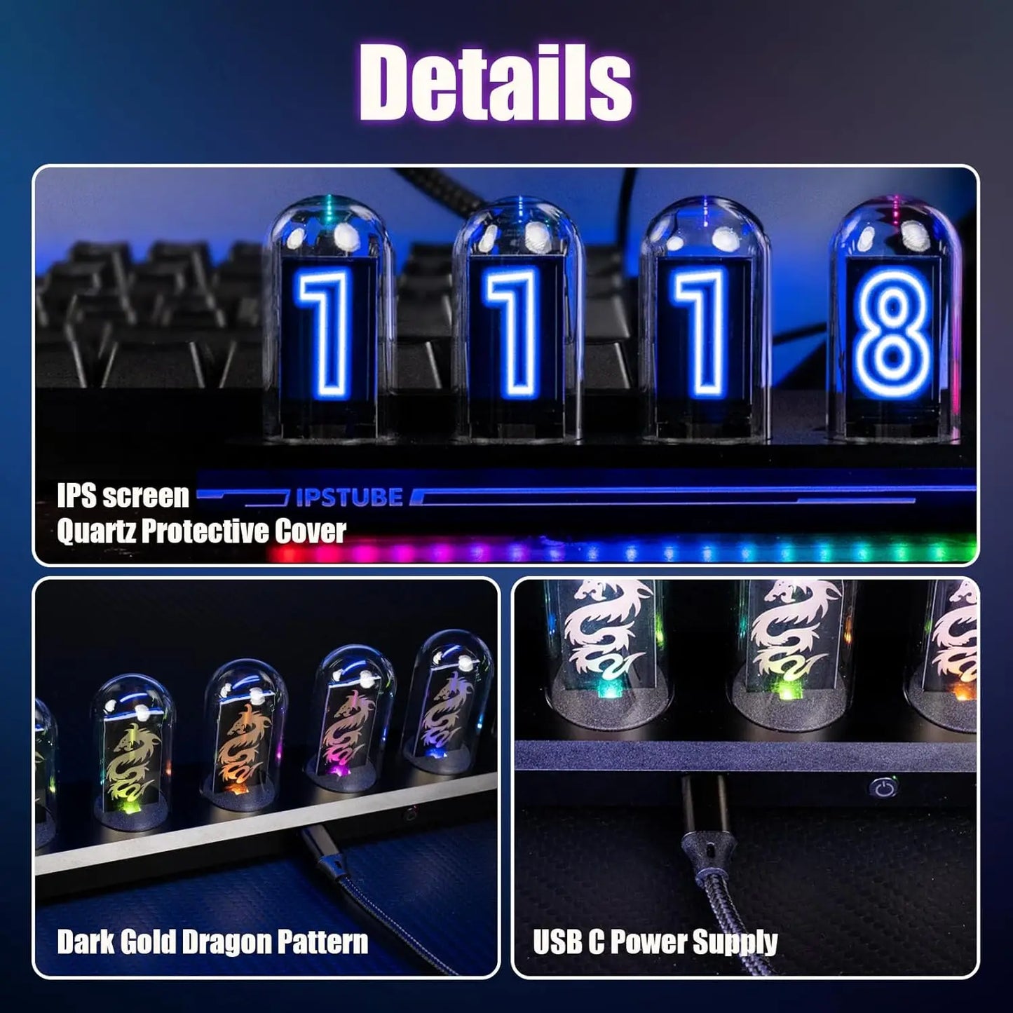 Mexllex Nixie Tube RGB Digital Clock With WiFi App Control
