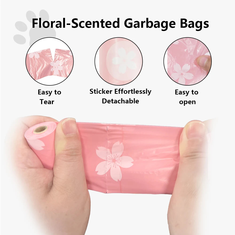 Pet Rhythm Photodegradable Dog Poop Bags With Floral Fragrance Dispenser