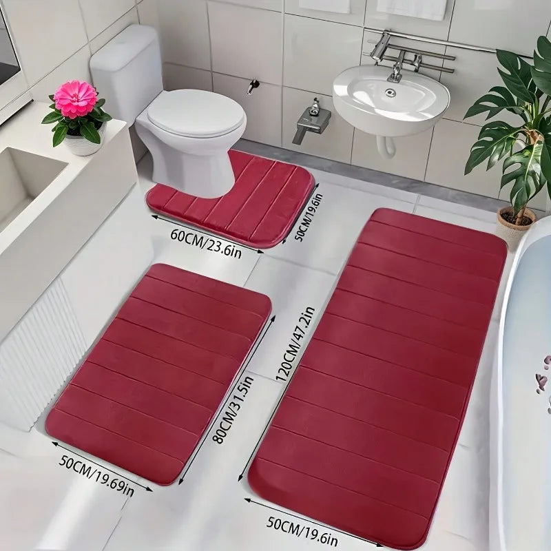 Memory Foam Bathroom Rug Set, Plush Absorbent Bath Mats