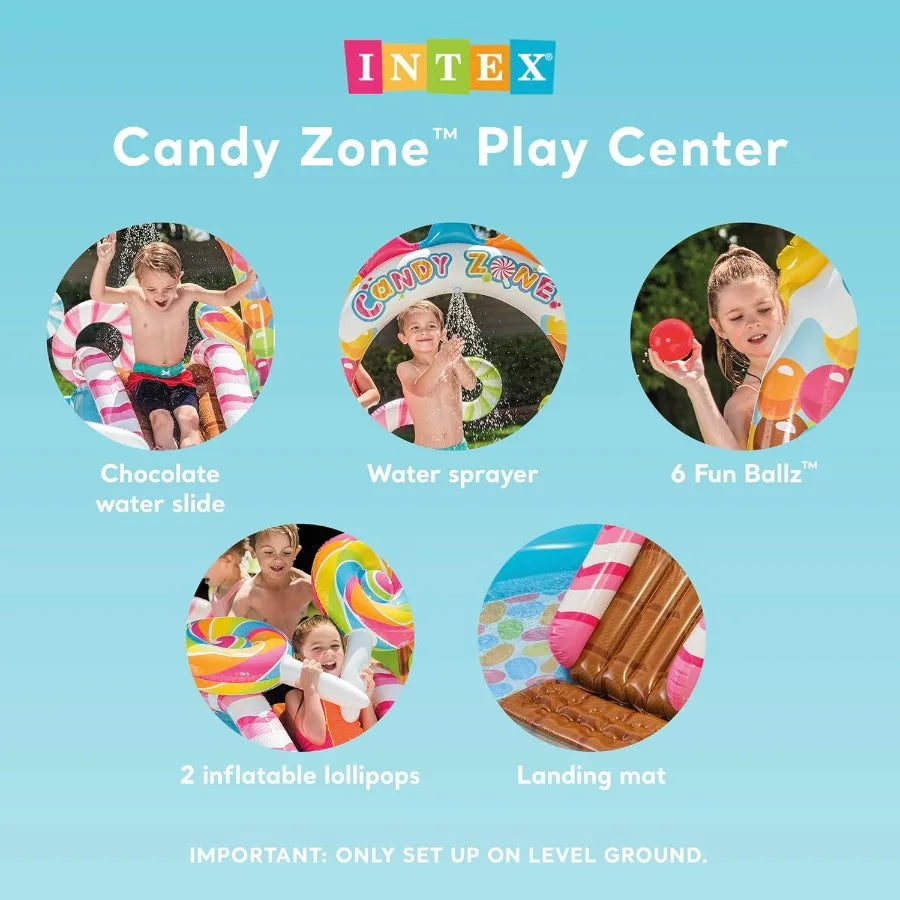LISM Candy Zone Inflatable Kiddie Pool With Water Sprayer Slide