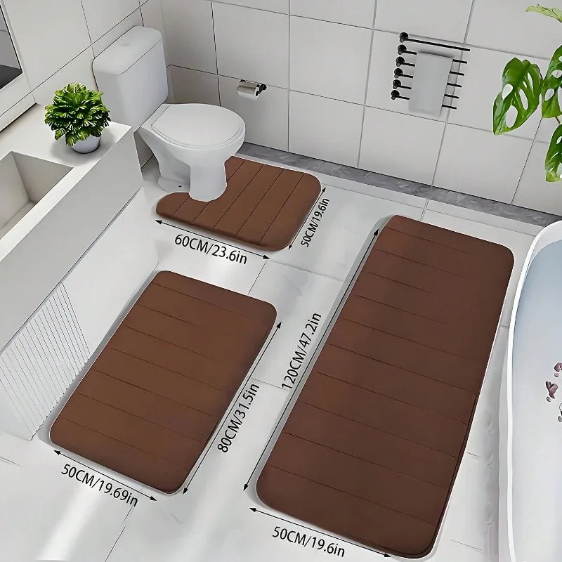 Memory Foam Bathroom Rug Set, Plush Absorbent Bath Mats