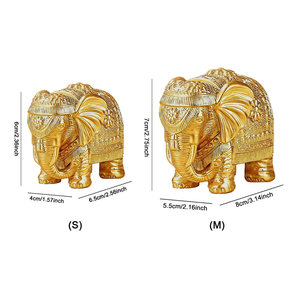 Elephant Statue Resin Figurine For Living Room Decor Wealth Luck