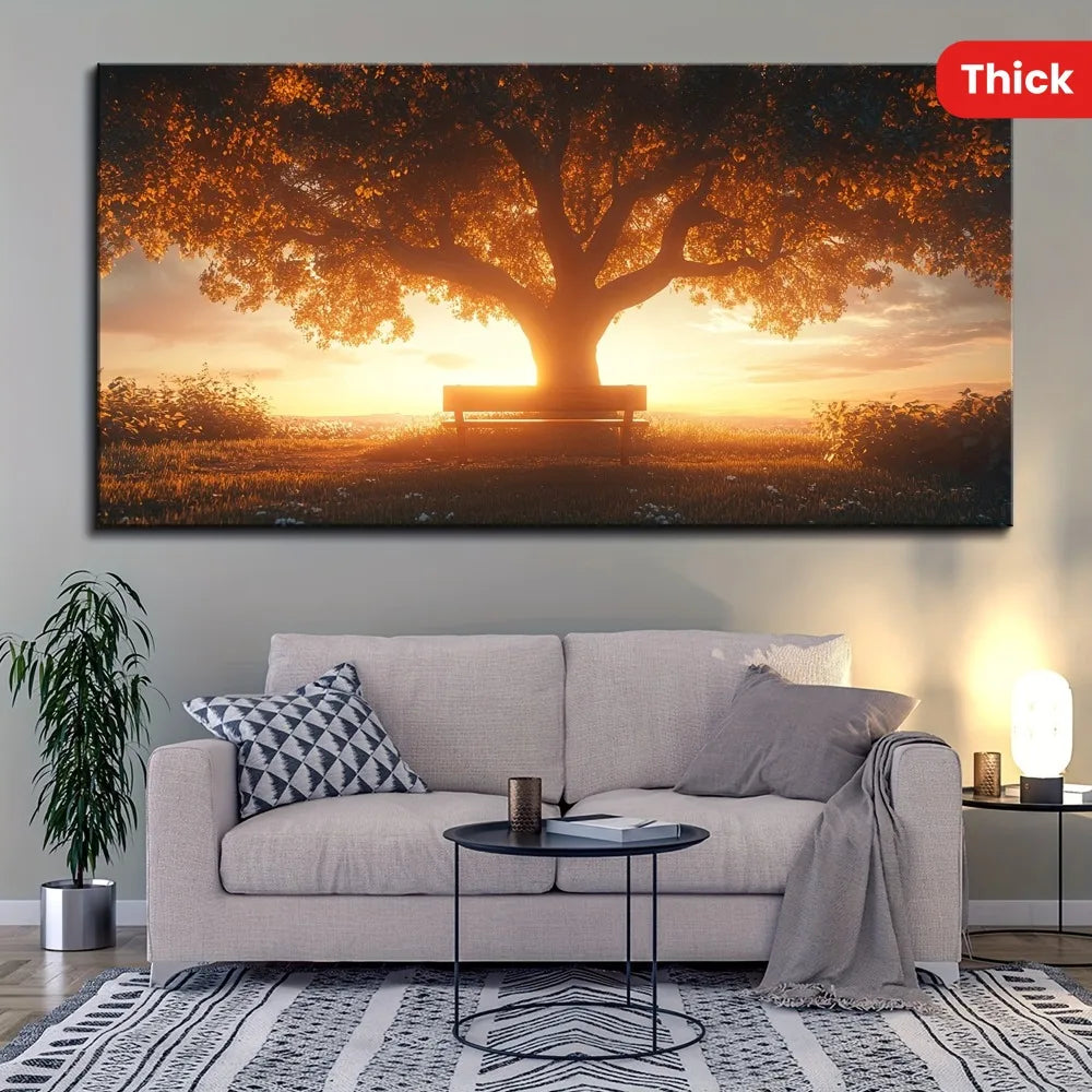 Pine Frame Wall Art Sunset Tree Forest Framed Painting