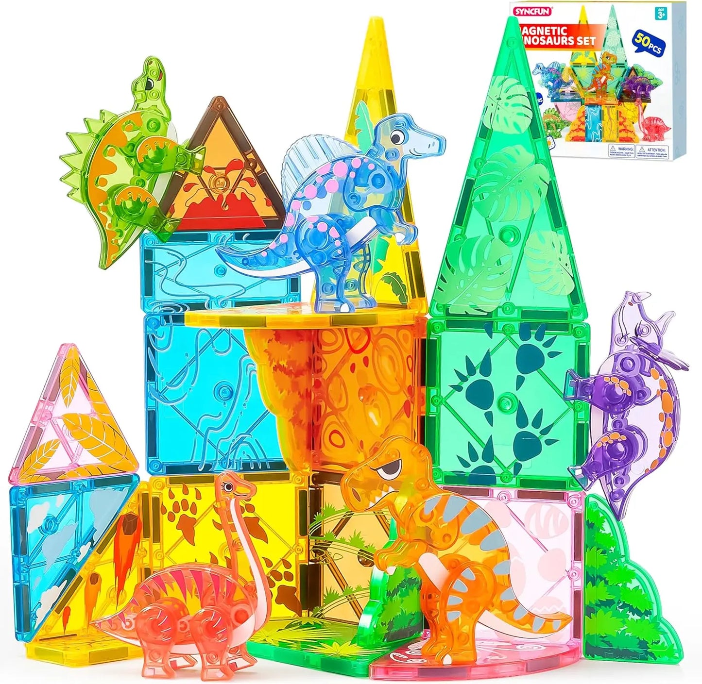 Joyfy Magnetic Building Tiles Set 110 Pieces With Vehicle Blocks