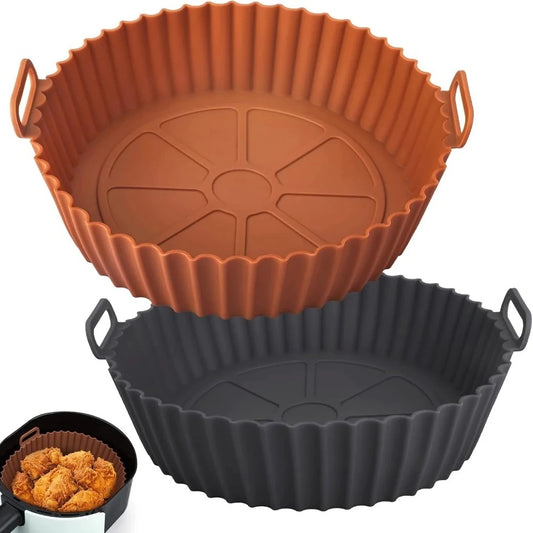Air Fryer Silicone Basket And Baking Tray Set Reusable Liners