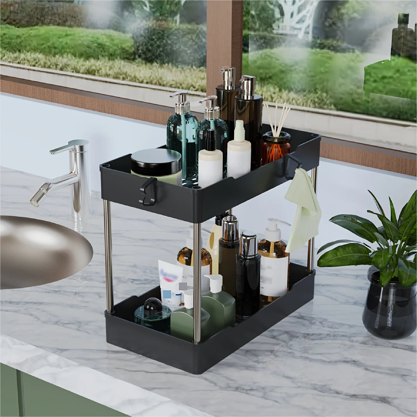 Under Bathroom Sink Organizer Set For Kitchen And Bathroom Storage