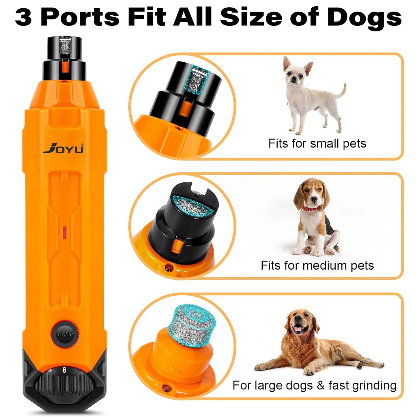 JOYU 6 Speed Dog Nail Grinder Quiet Rechargeable Trimmer