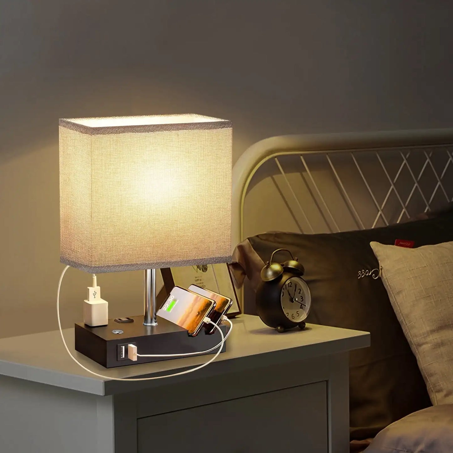 SZRSTH Bedside Lamp With Dual USB Ports And Dimmable LED