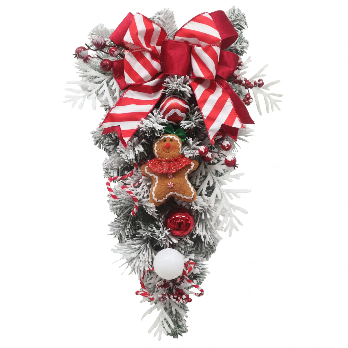 HiMISS Pre Lit Gingerbread Christmas Teardrop Swag With LED Lights