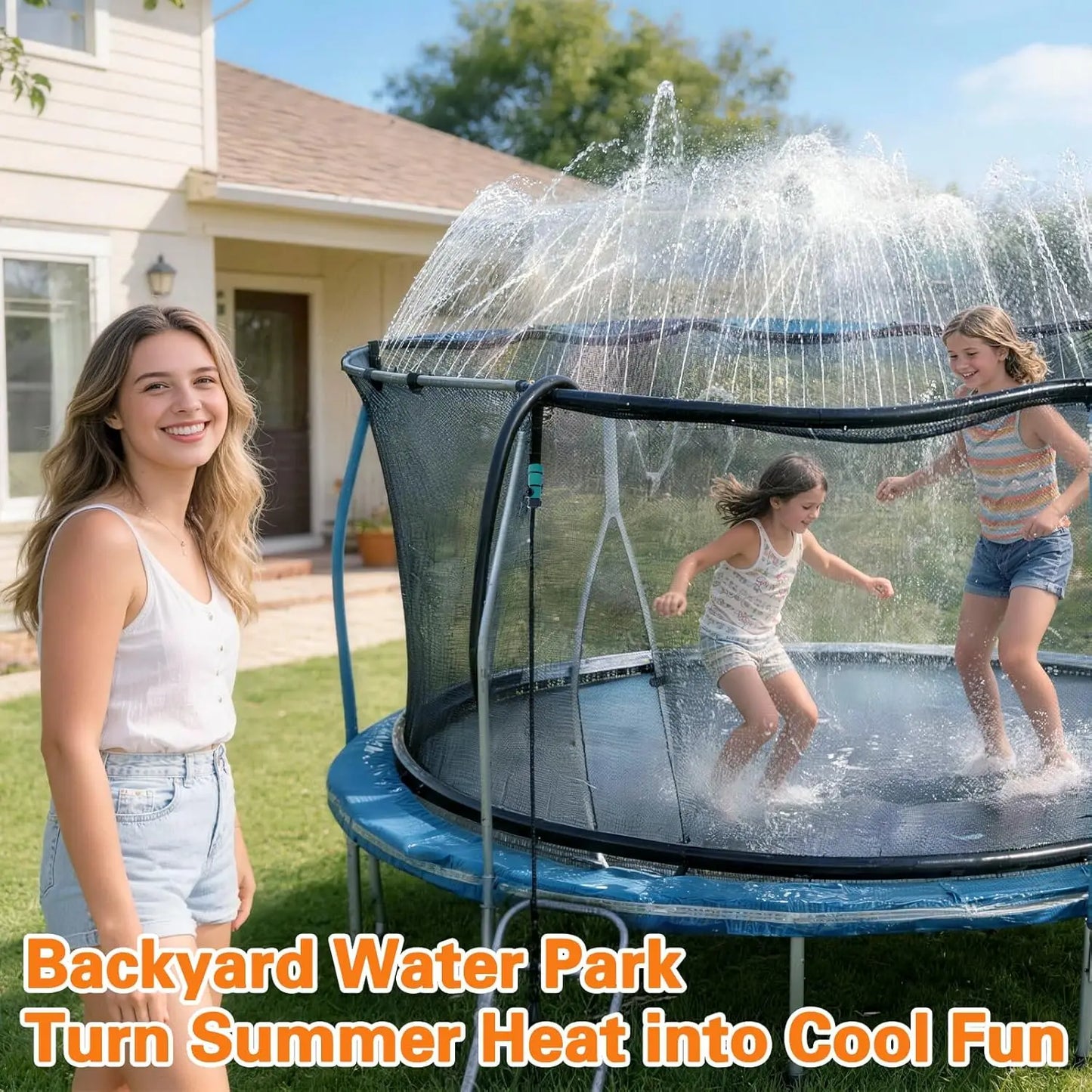 Trampoline Sprinkler For Kids Outdoor Water Toy Backyard Fun