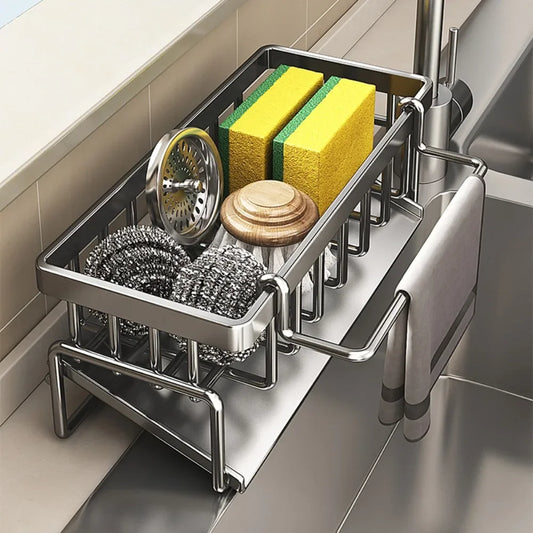 Stainless Steel Dish Rack Extendable Drainers With Cutlery Holder