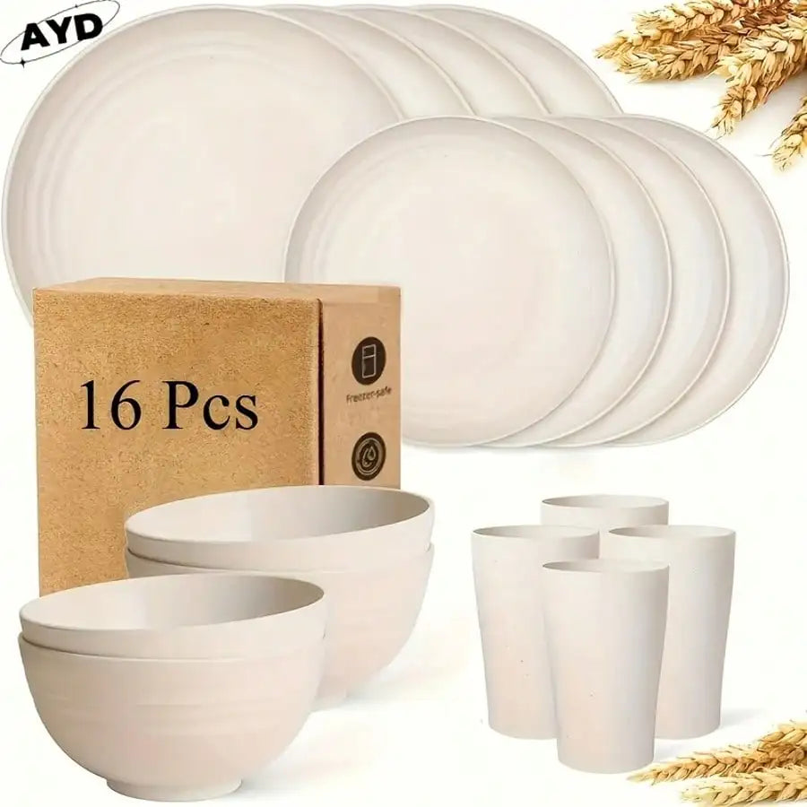 Wheat Straw Dinnerware Set ABS Durable Reusable Tableware Kit