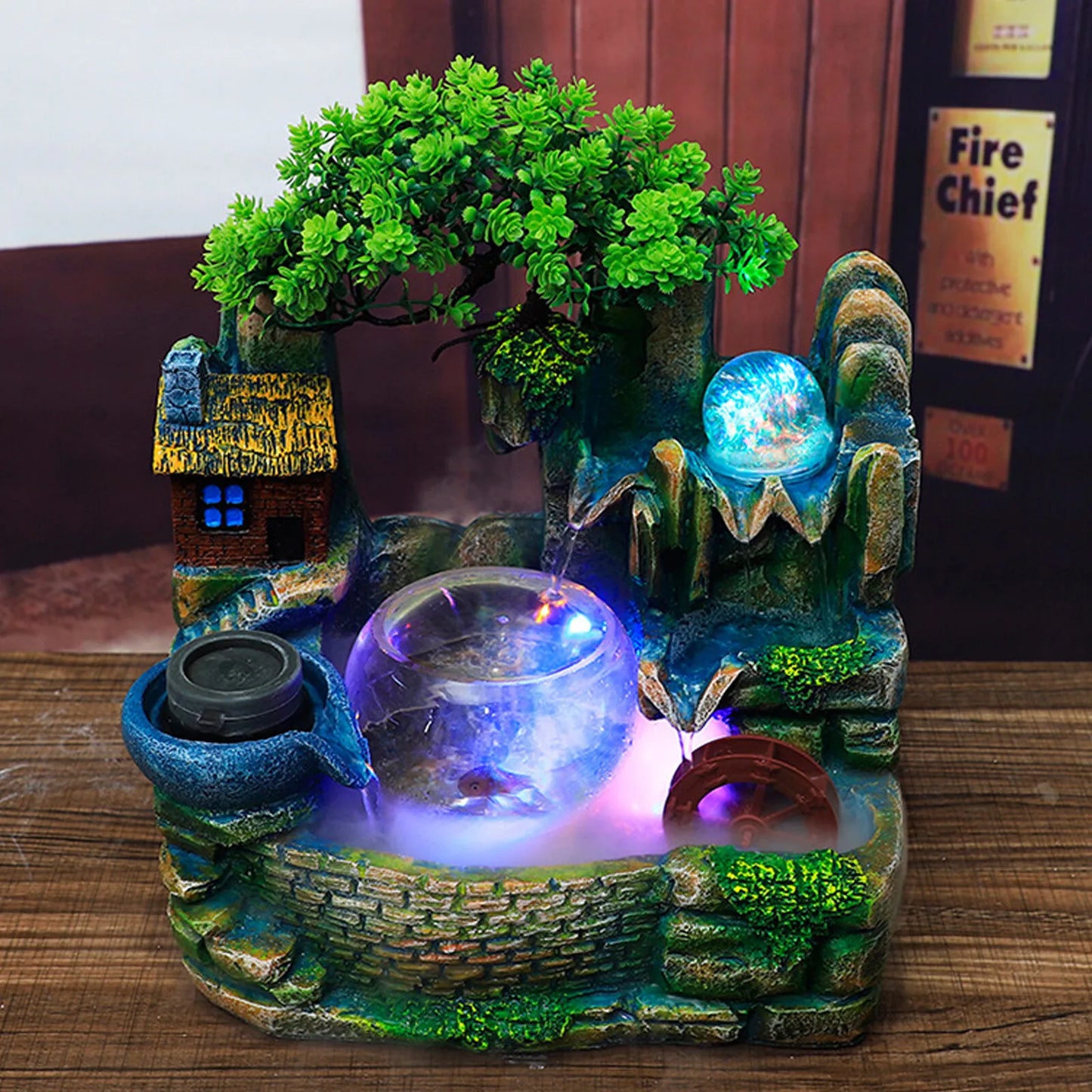 Desktop Fountain Waterfall Indoor Decor Landscape Rockeries Ornaments New