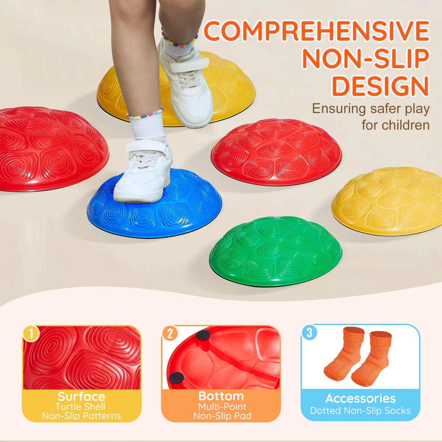 SucceBuy Turtle Balance Stepping Stones for Kids Outdoor Playset