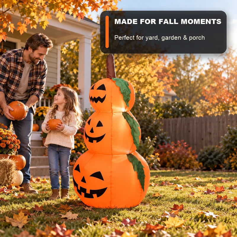 LED Halloween Inflatable Stacked Pumpkin Decoration with Built In Lights