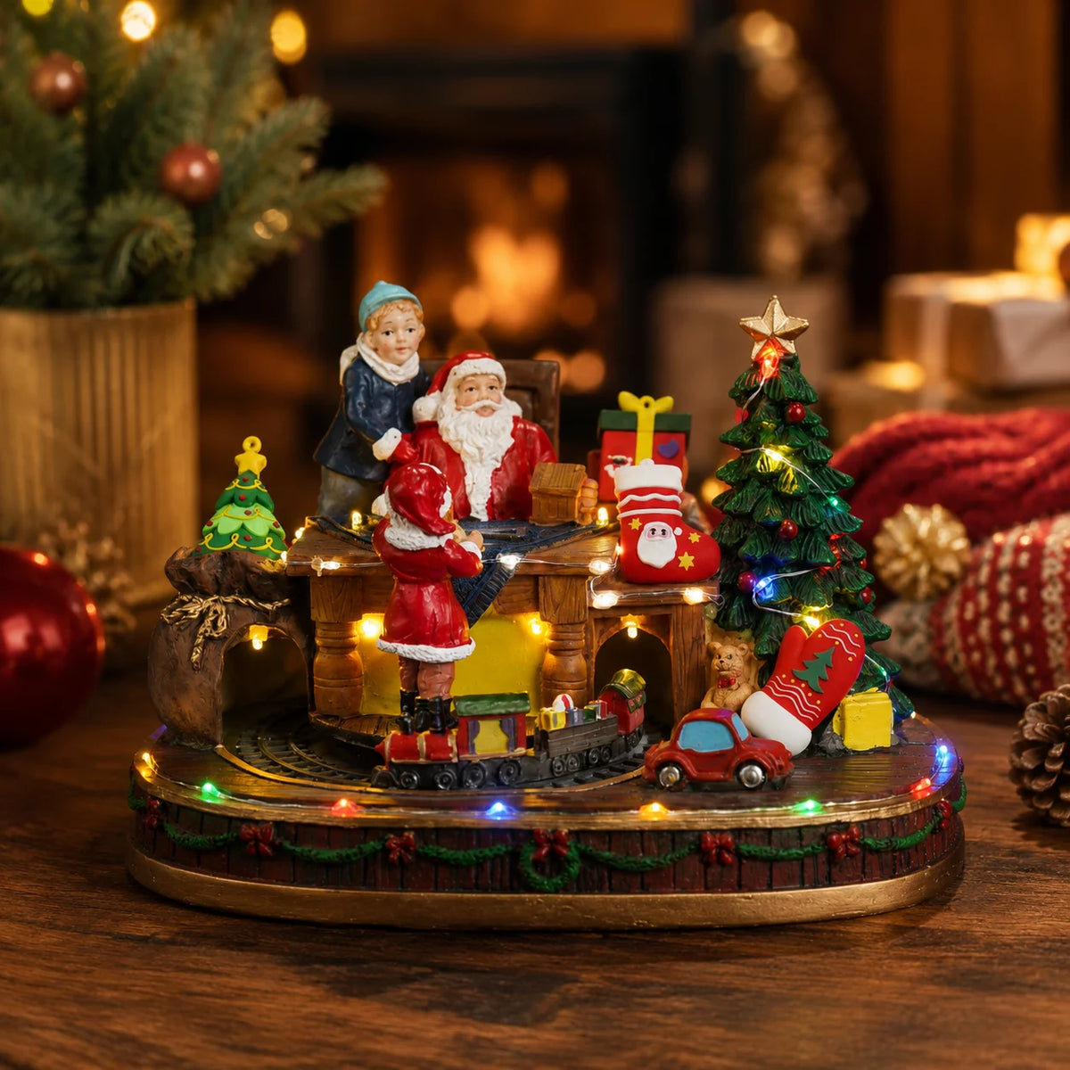 Spinning Train Music Ornament Festive Christmas Desktop Decor