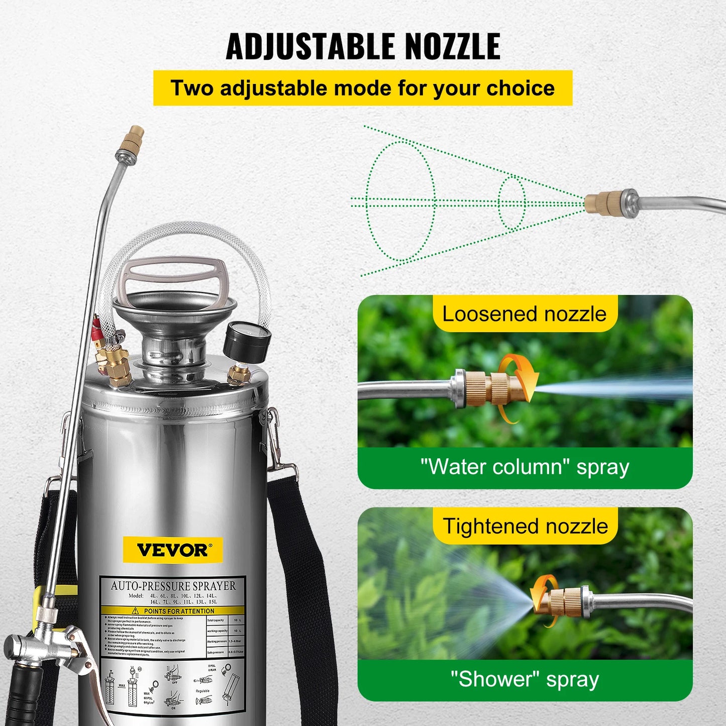 Hand Powered Sprayer Stainless Steel Watering Pump For Garden Lawn