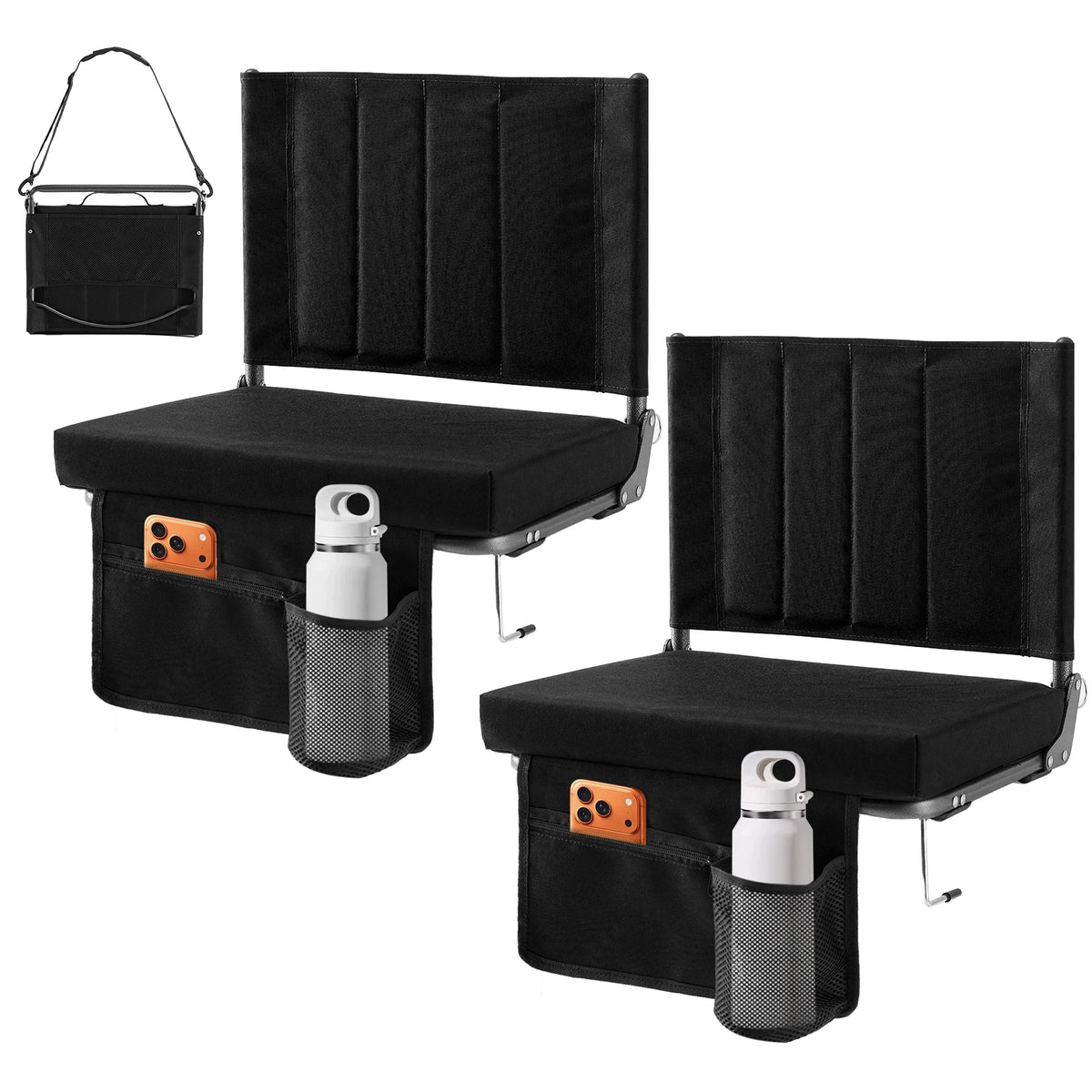 Jhk Outdoor Foldable Seat With Back Support Wide Portable Lightweight And Padded