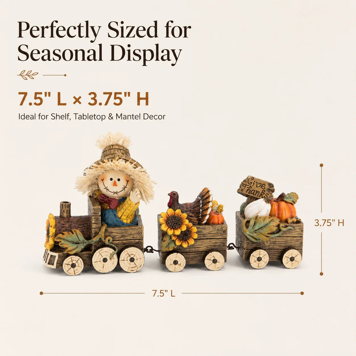 Hodao Scarecrow Resin Fall Harvest Train Figurine Set