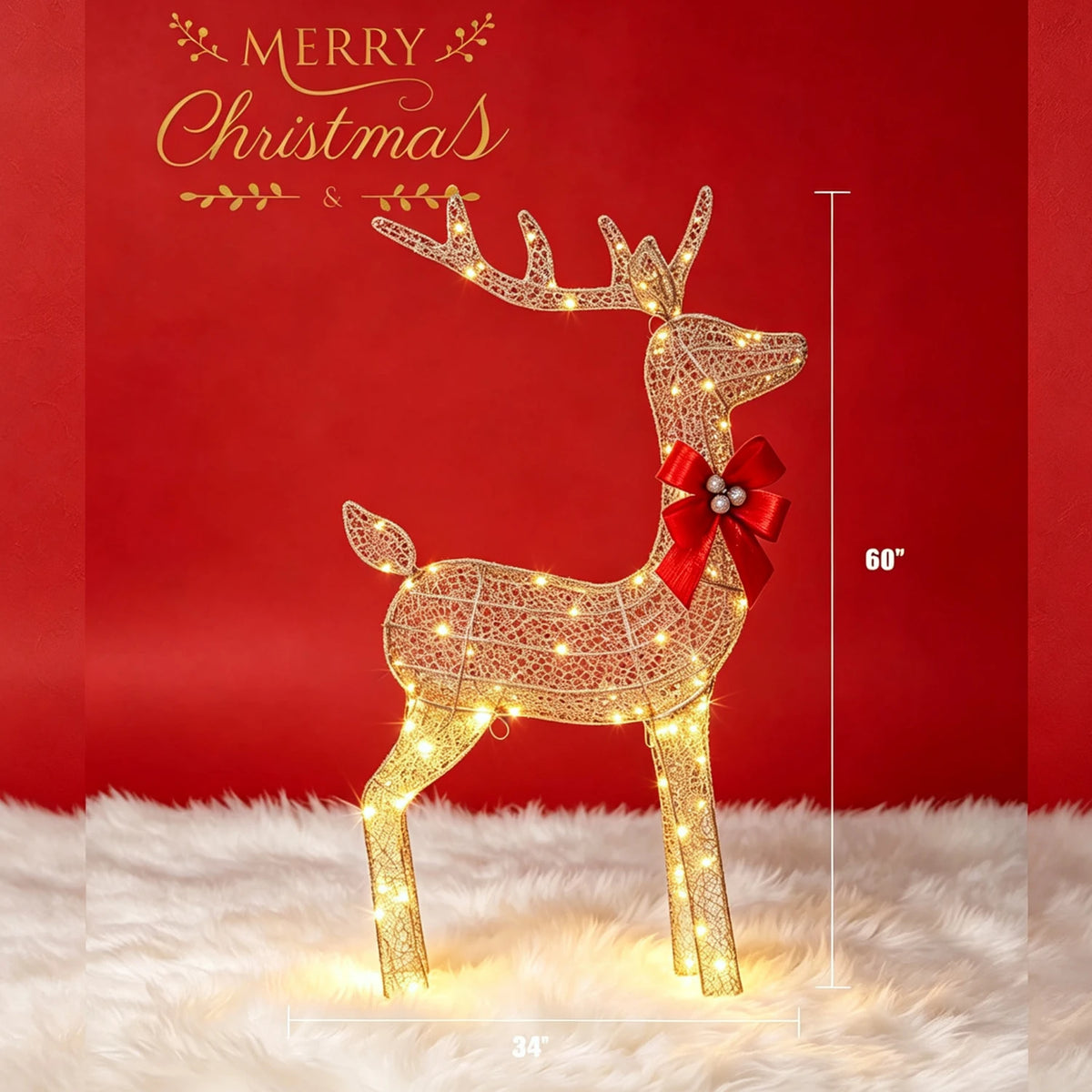 HiMISS Lighted Christmas Reindeer Decoration