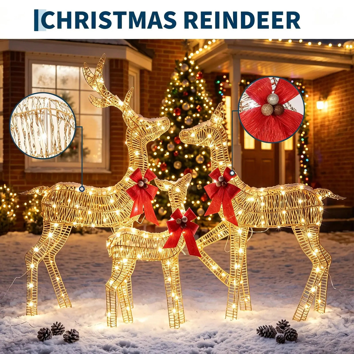 HiMISS Lighted Christmas Reindeer Decoration