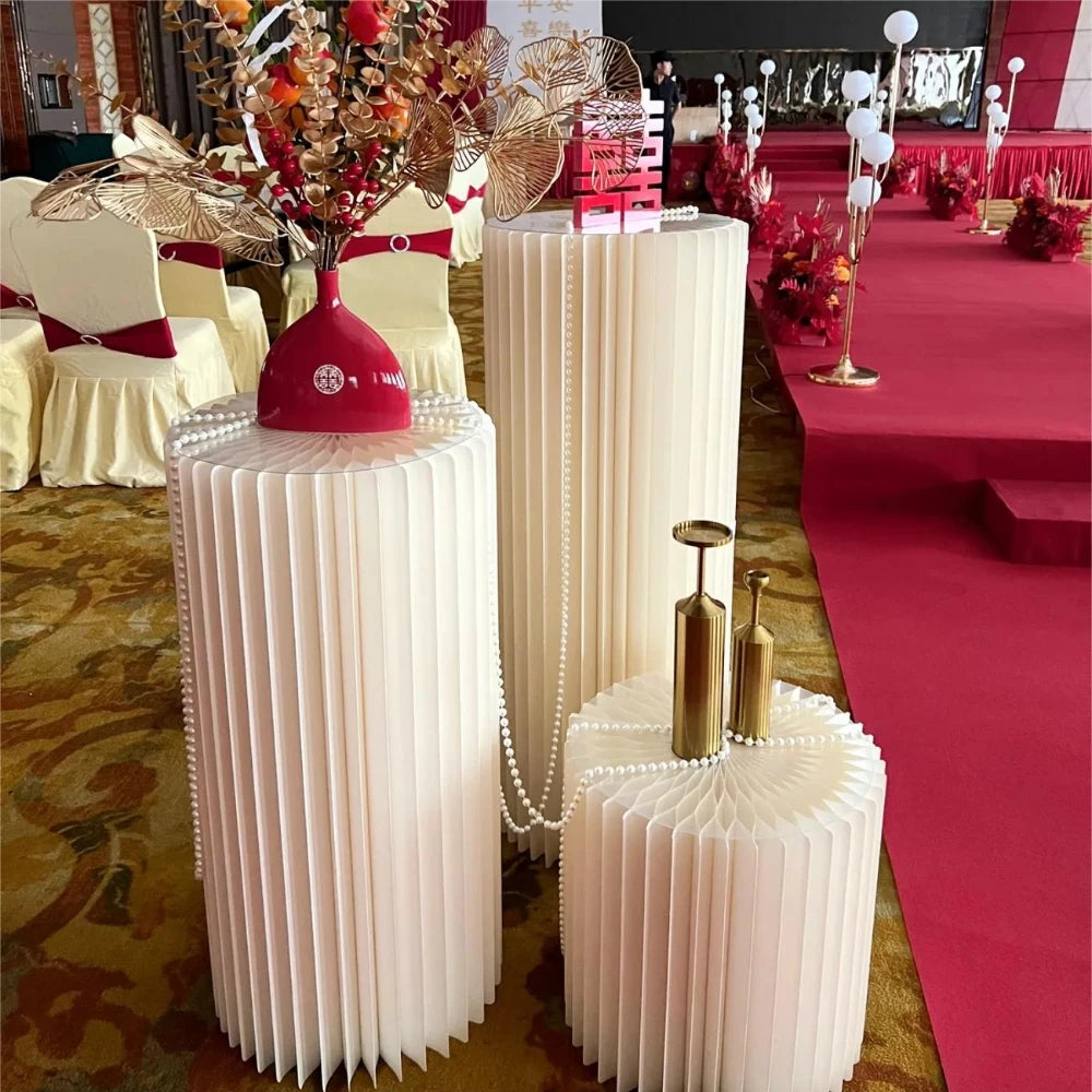 Cylindrical Paper Folding Wedding Flower Ornament Origami Decor For Shop Window