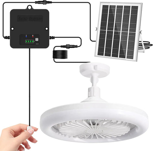 Solar Ceiling Fan With Light For Indoor Outdoor Use IP65