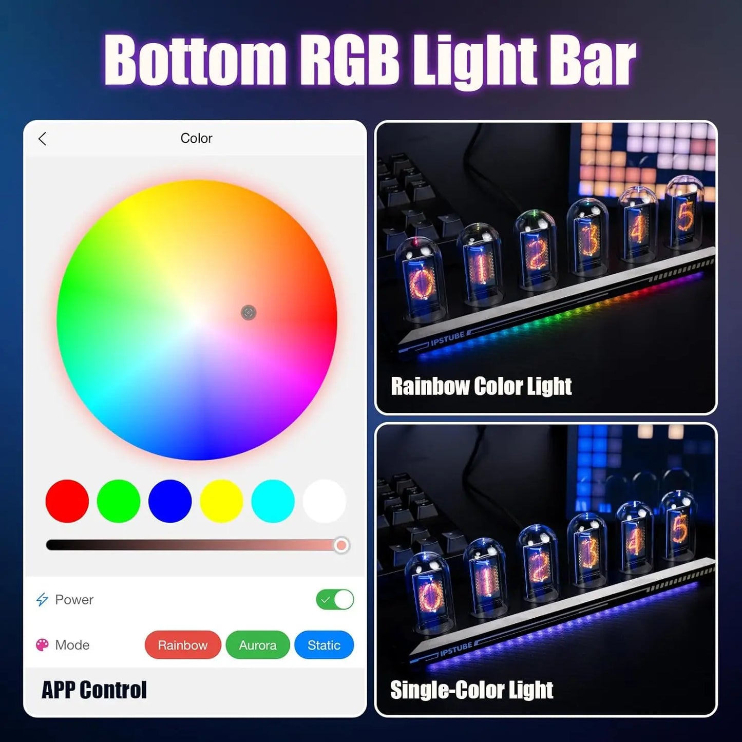 Mexllex Nixie Tube RGB Digital Clock With WiFi App Control