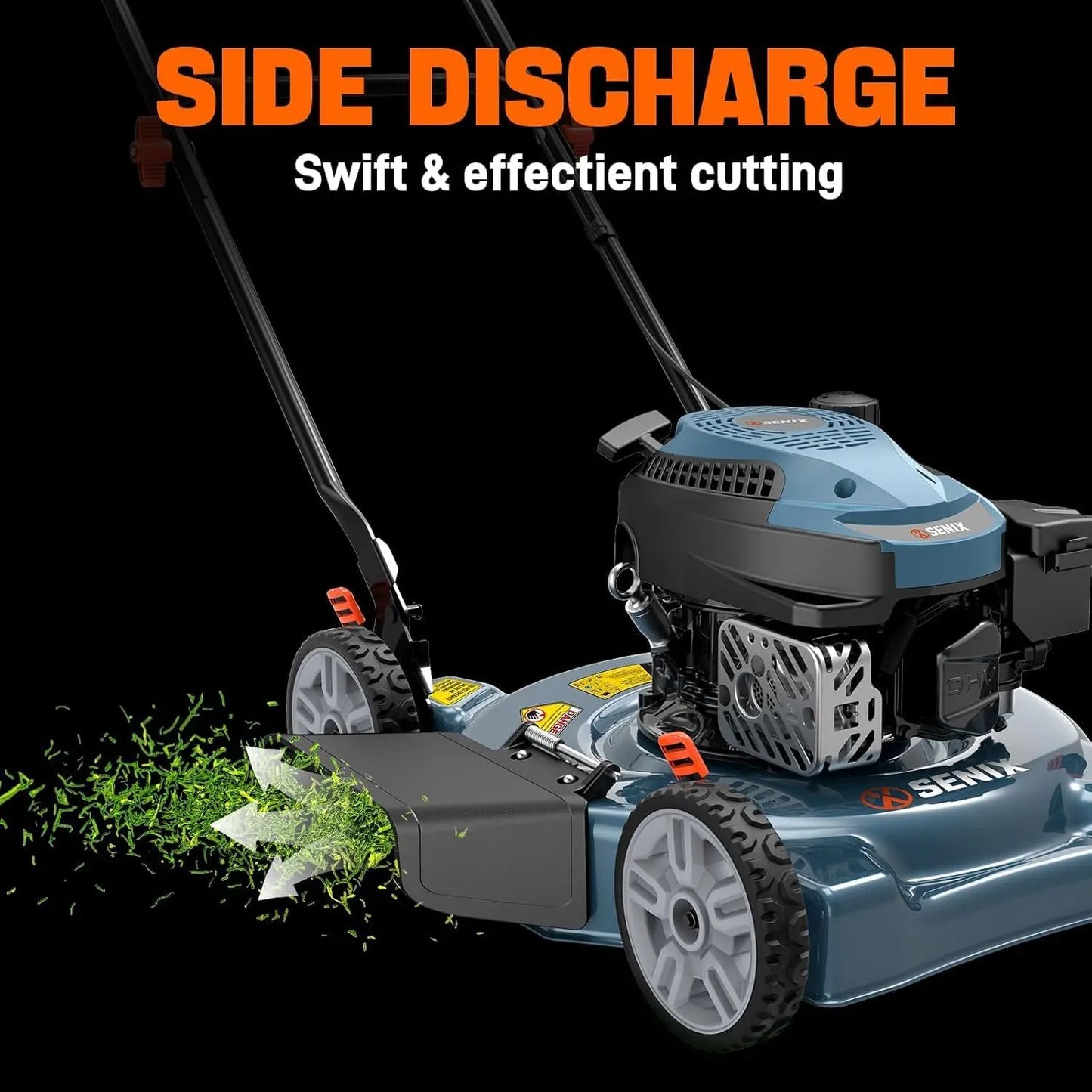 Gas Powered 144cc Lawn Mower With Side Discharge Height Adjustment