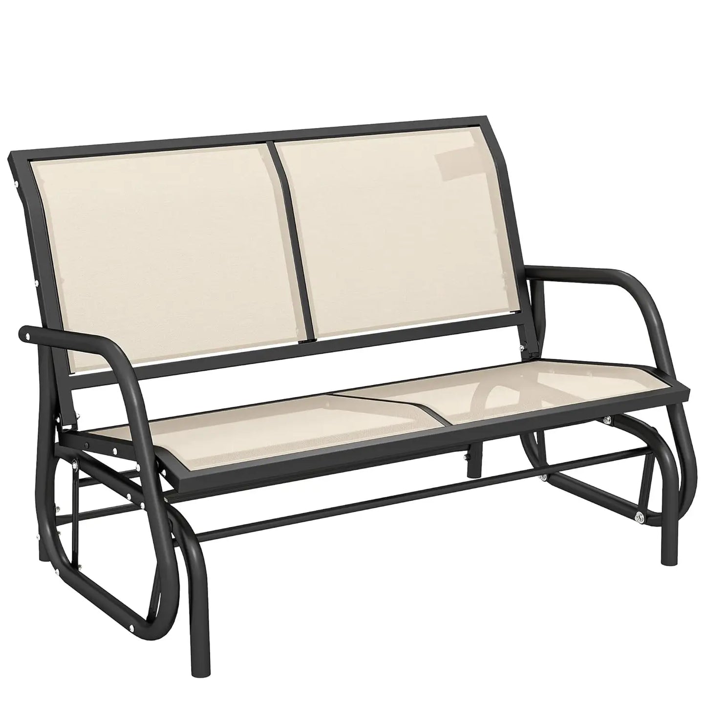 2 Person Outdoor Glider Bench With Powder Coated Steel Frame For Patio