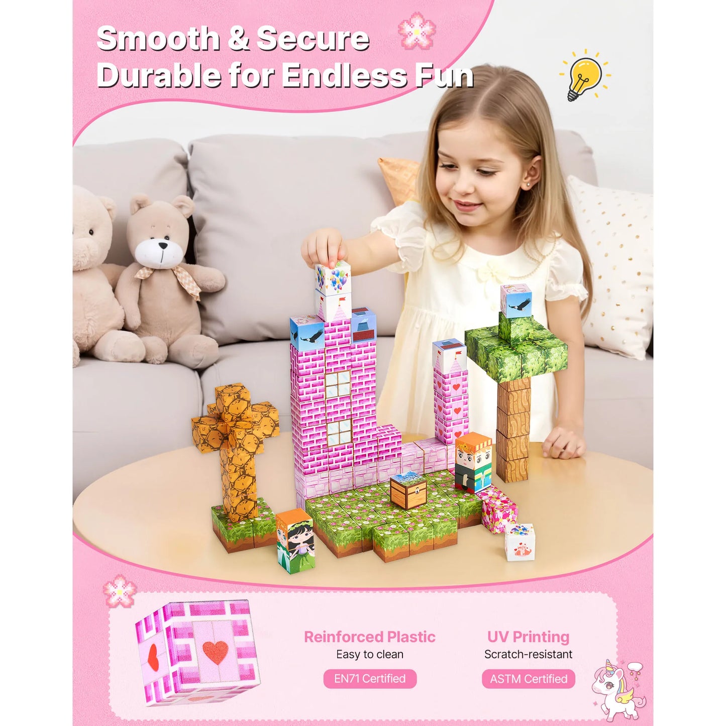 SucceBuy Magnetic Blocks Princess Castle Set for Kids