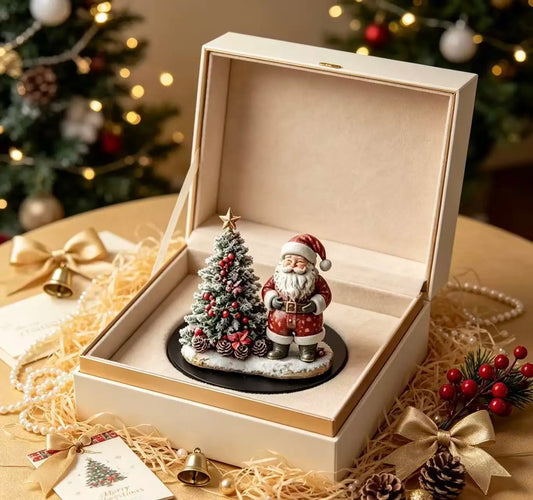Santa Claus Mini Christmas Tree Resin Tabletop Ornament Decoration