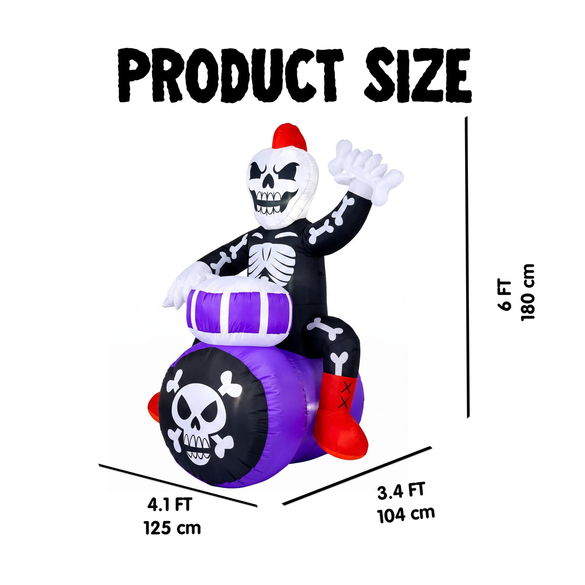 Joyfy Skeleton Drummer Inflatable Halloween Decoration