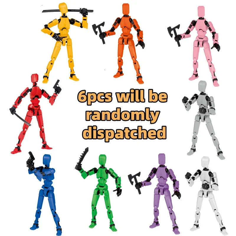 Six Pieces Movable Action Figures Set With Fully Articulated Joints