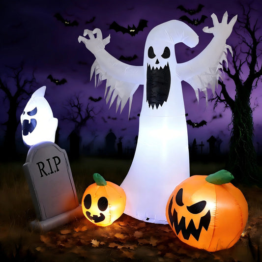 Halloween Inflatable Ghost And Pumpkin Combo Yard Decoration