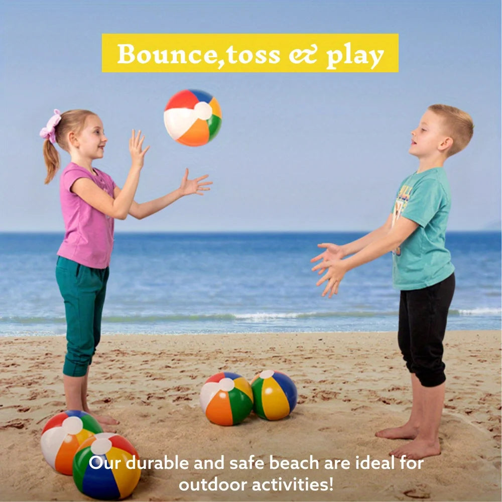 Joyfy Rainbow Beach Balls 12 Pack Inflatable Pool Toys Set