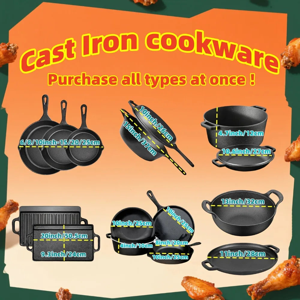 AEDG 3 Piece Cast Iron Skillet Set