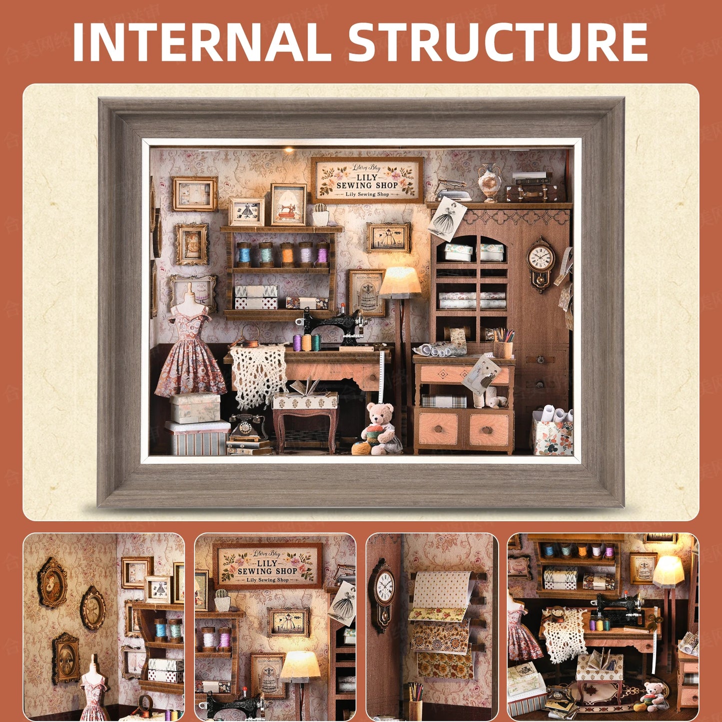 ASLOWSNAIL Book Nook Kit Tailor's Shop DIY 3D Dollhouse