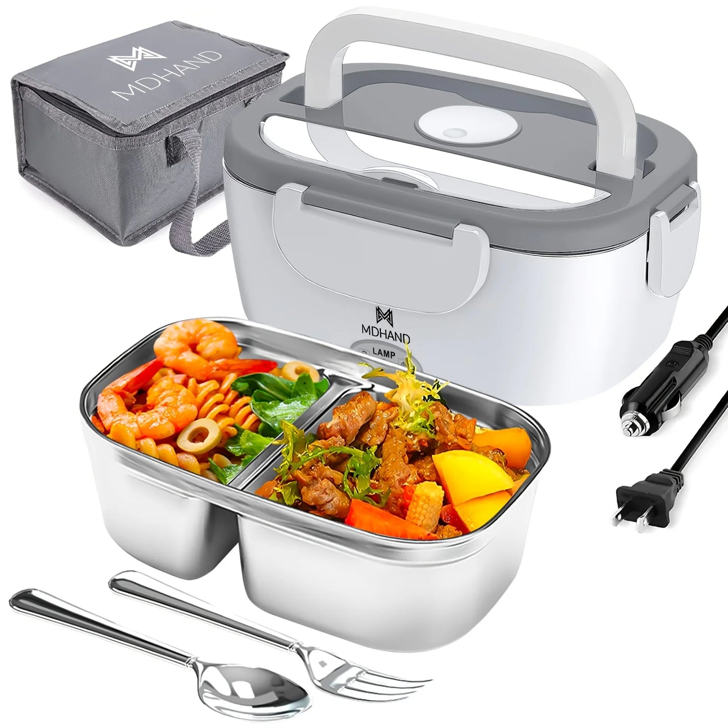 MDHAND 3 In 1 Electric Lunch Box 65W Fast Heating Leakproof