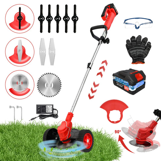 21V Cordless Weed Wacker with Wheel 3-in-1 Edger and Trimmer