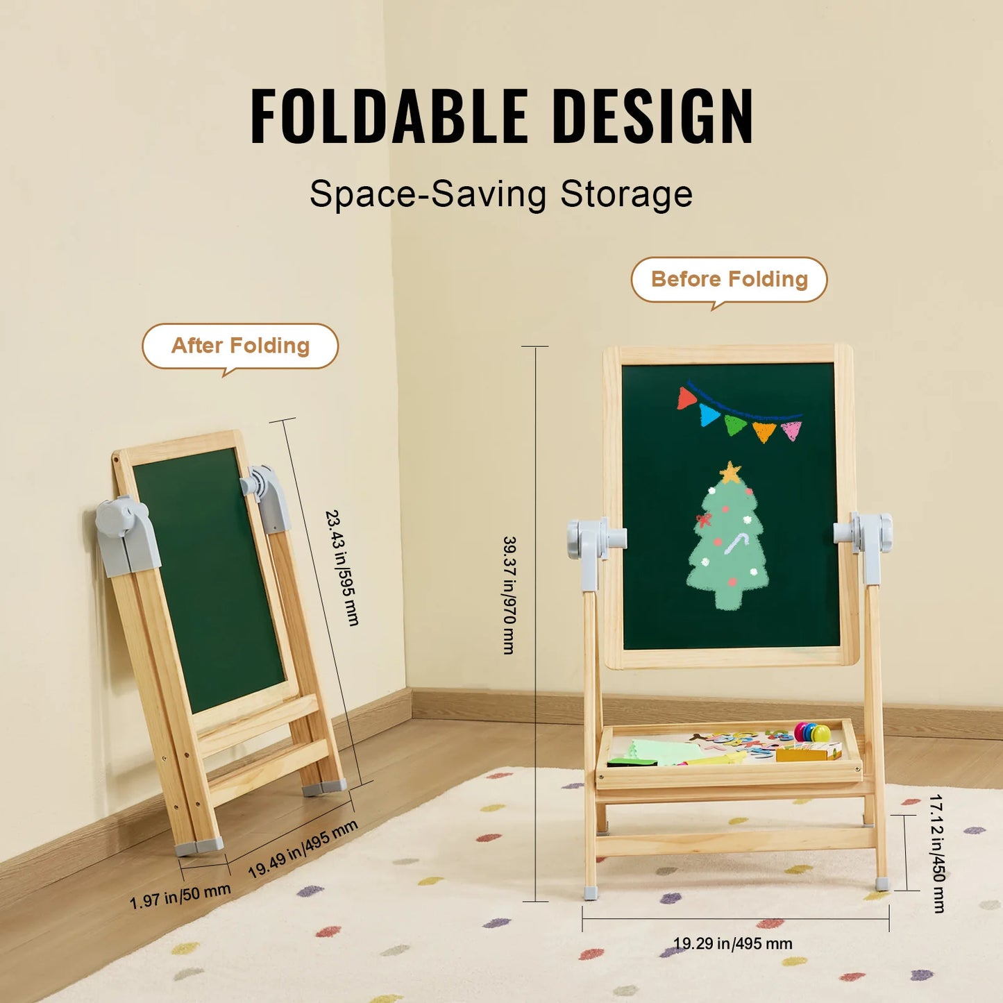 SucceBuy Magnetic Drawing Board Easel For Kids With Educational Accessories