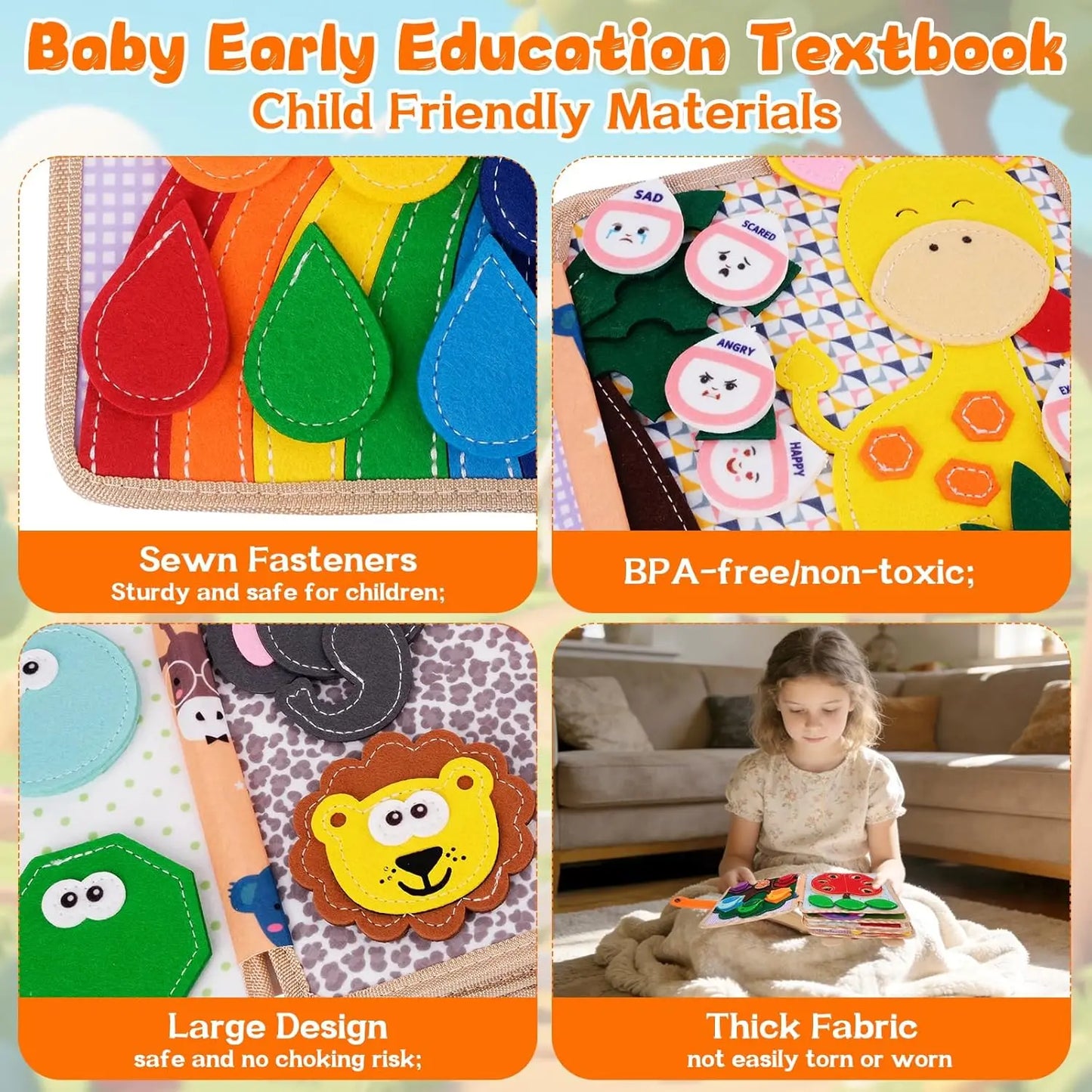Felt Learning Board For Toddlers Alphabet Numbers Shapes Weather Travel