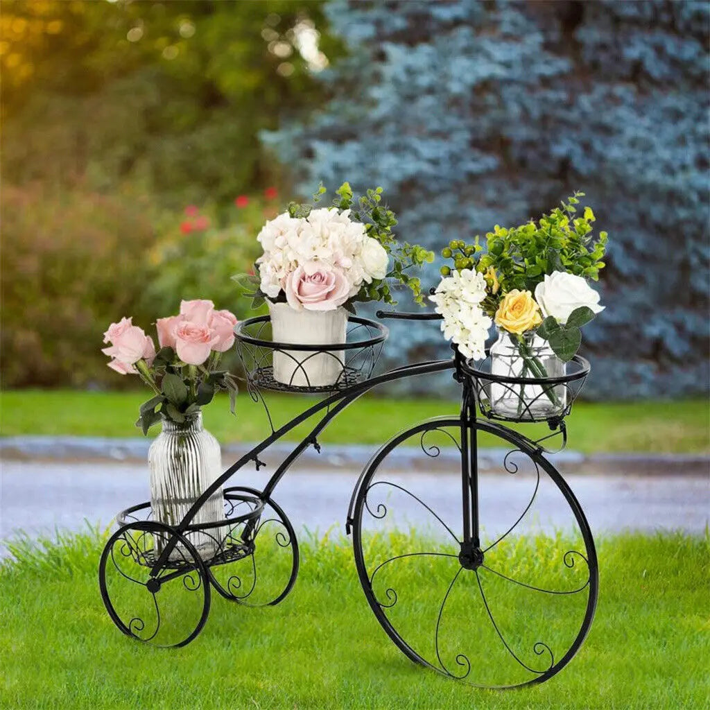 Wisfor Indoor 3 Tier Iron Garden Plant Stand Bicycle Shape