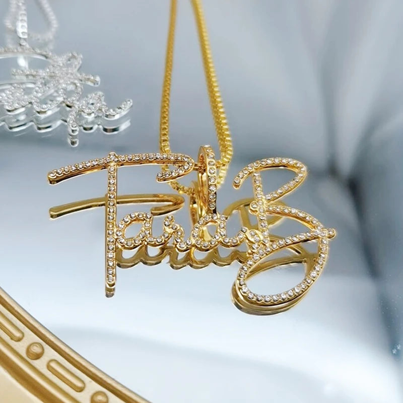 Duoying Zirconia Initials Name Necklace With Crystal Pendant