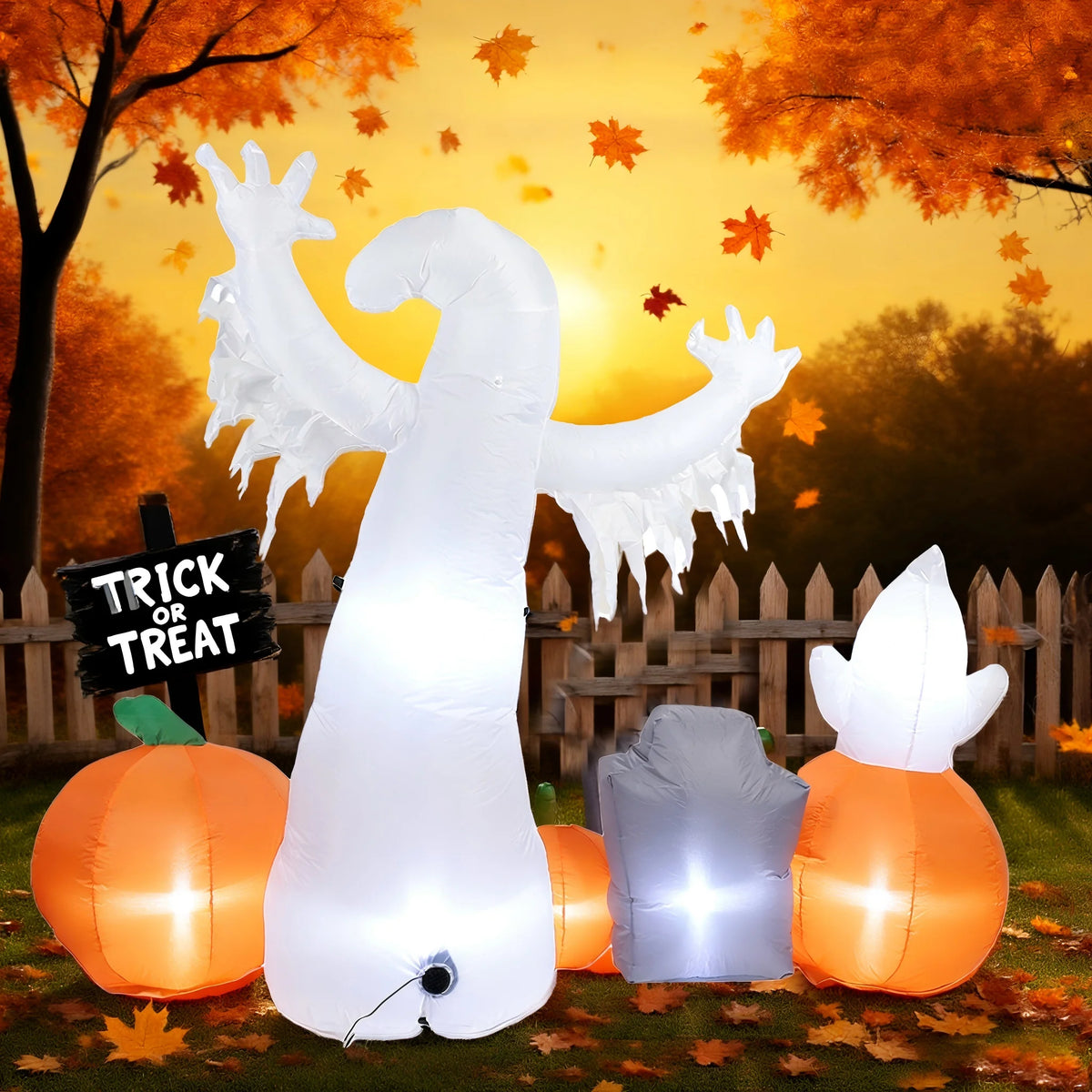 Halloween Inflatable Ghost And Pumpkin Combo Yard Decoration