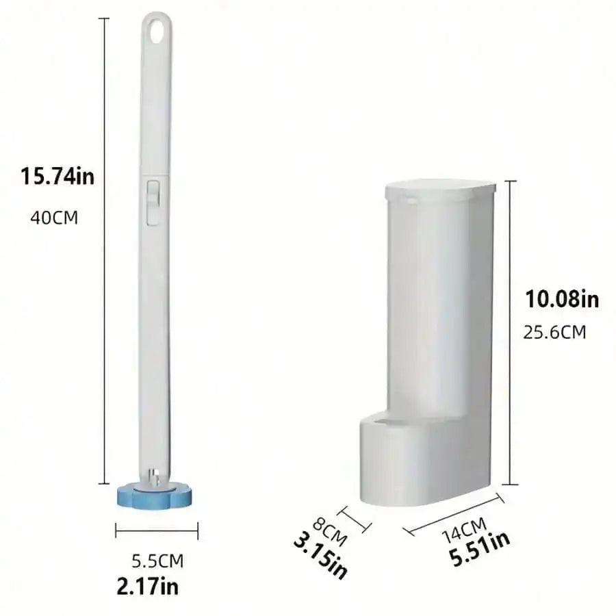 Toilet Brush With Wall Mount Holder Set Long Handle Flexible Cleaning Brush