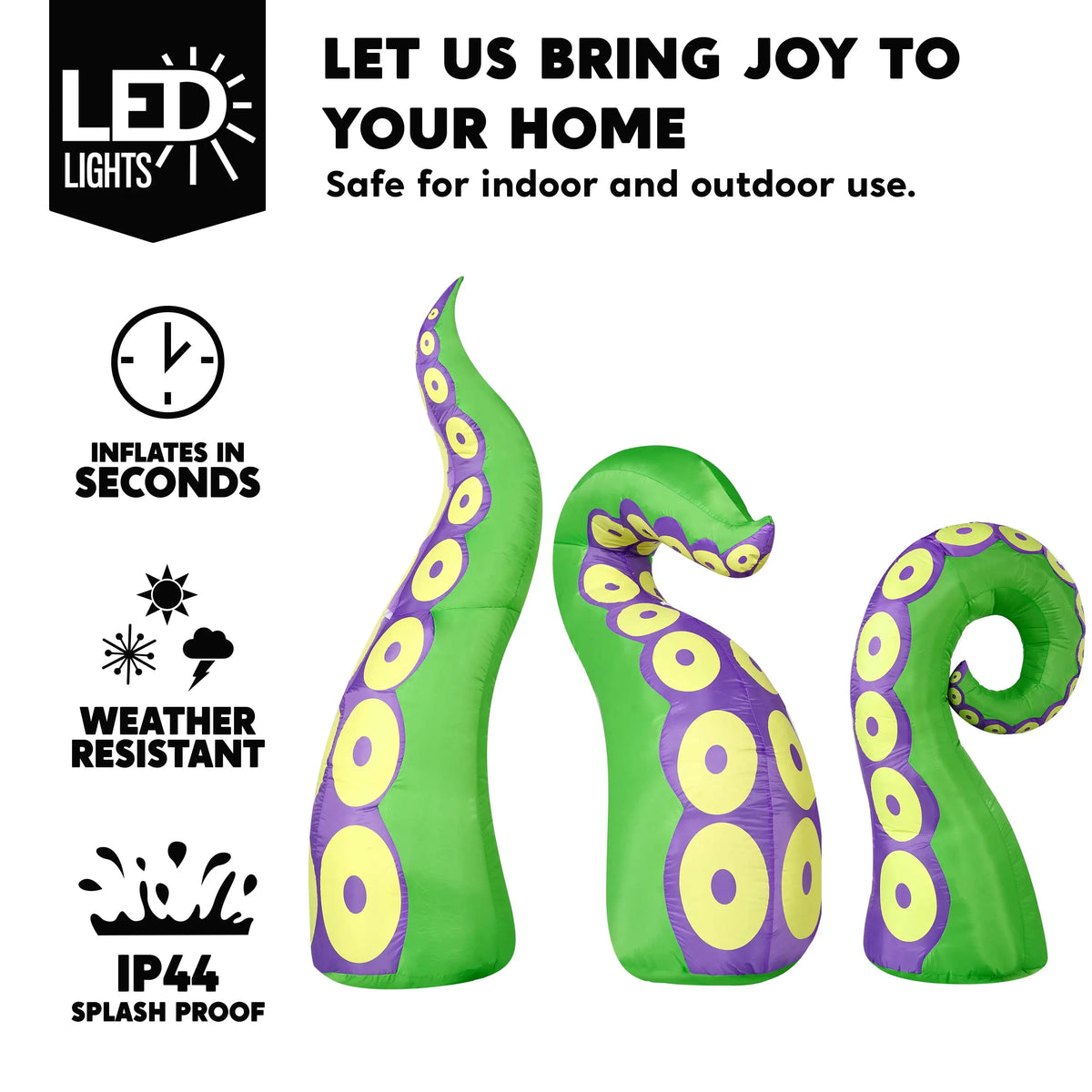 Joyfy Halloween Inflatable Octopus Tentacles With LED Window Decor