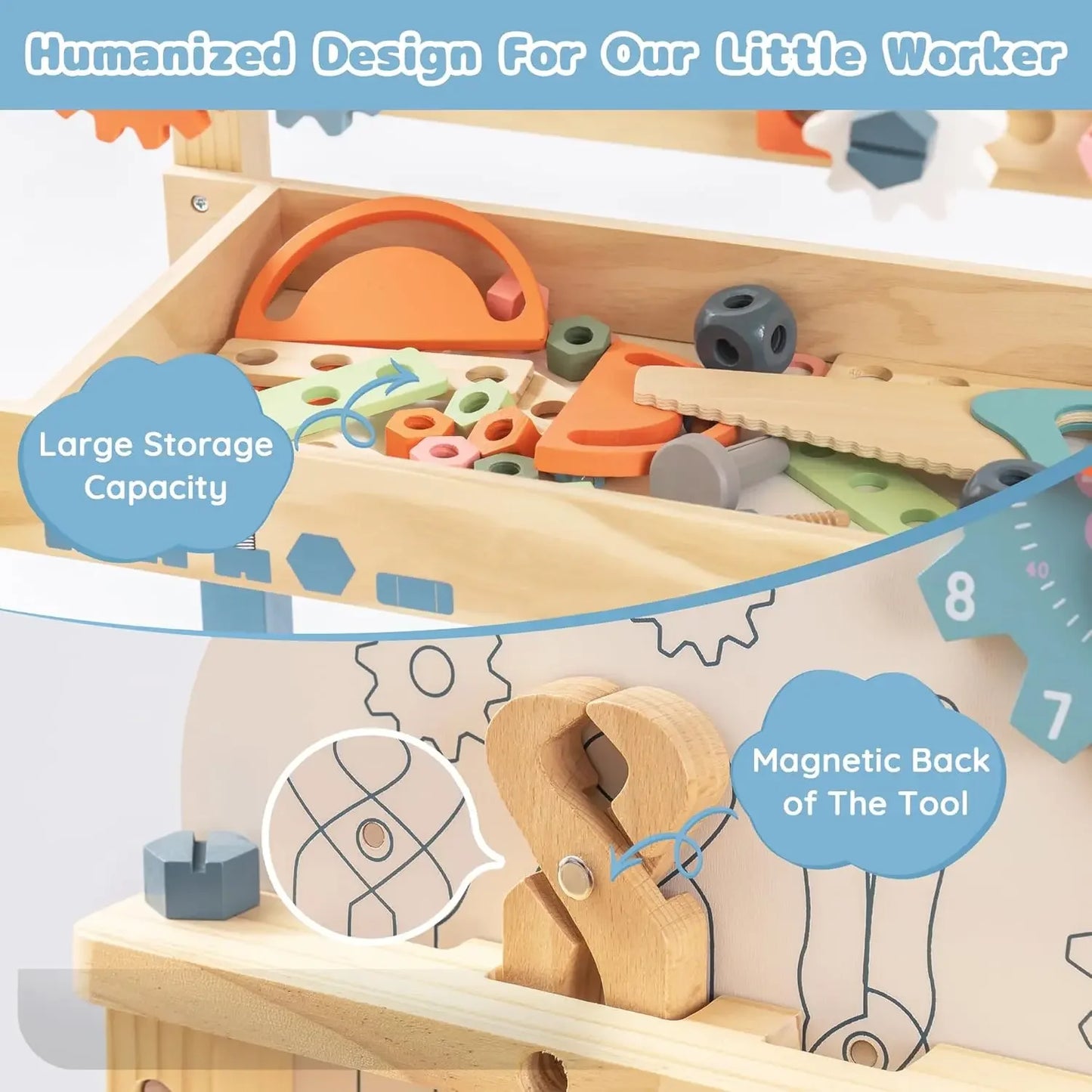 Robotime Robud Kids Tool Bench Set Wooden Workbench Construction Toys