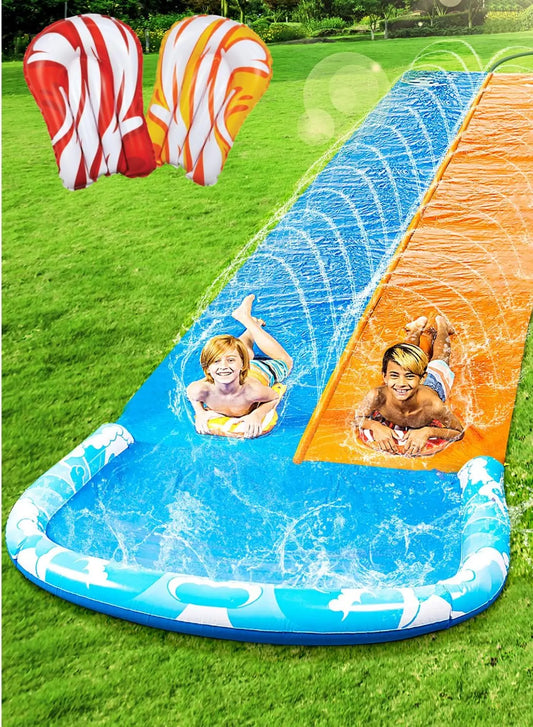 Joyfy Water Slide With Two Bodyboards For Outdoor Fun